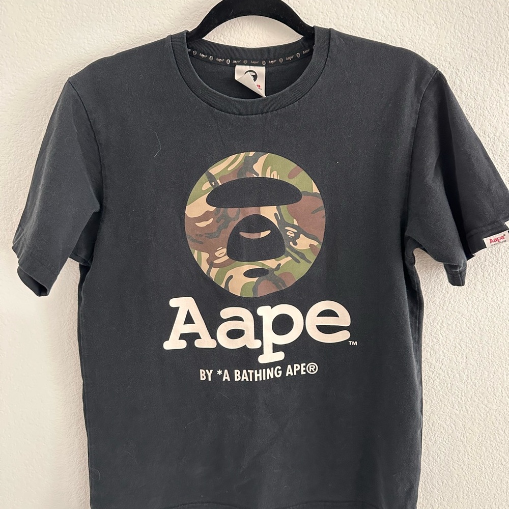 Aape Black Tee with Camo Logo